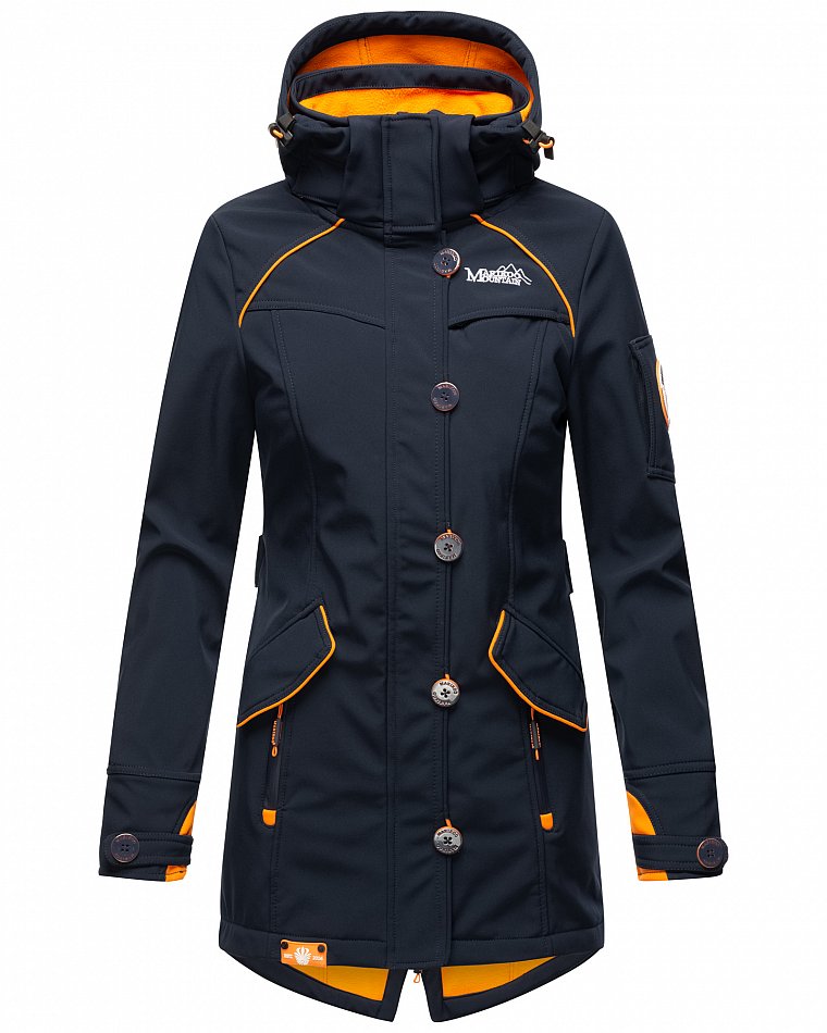 Marikoo Elegante Damen Übergangs Softshell Jacke mit Kapuze Soulinaa Navy Gr. 36 - S