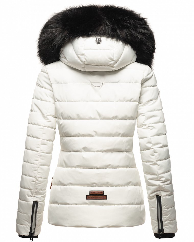 Navahoo Wisteriaa Damen Winter Steppjacke mit Kunstfell Weiß Gr. 44 - XXL