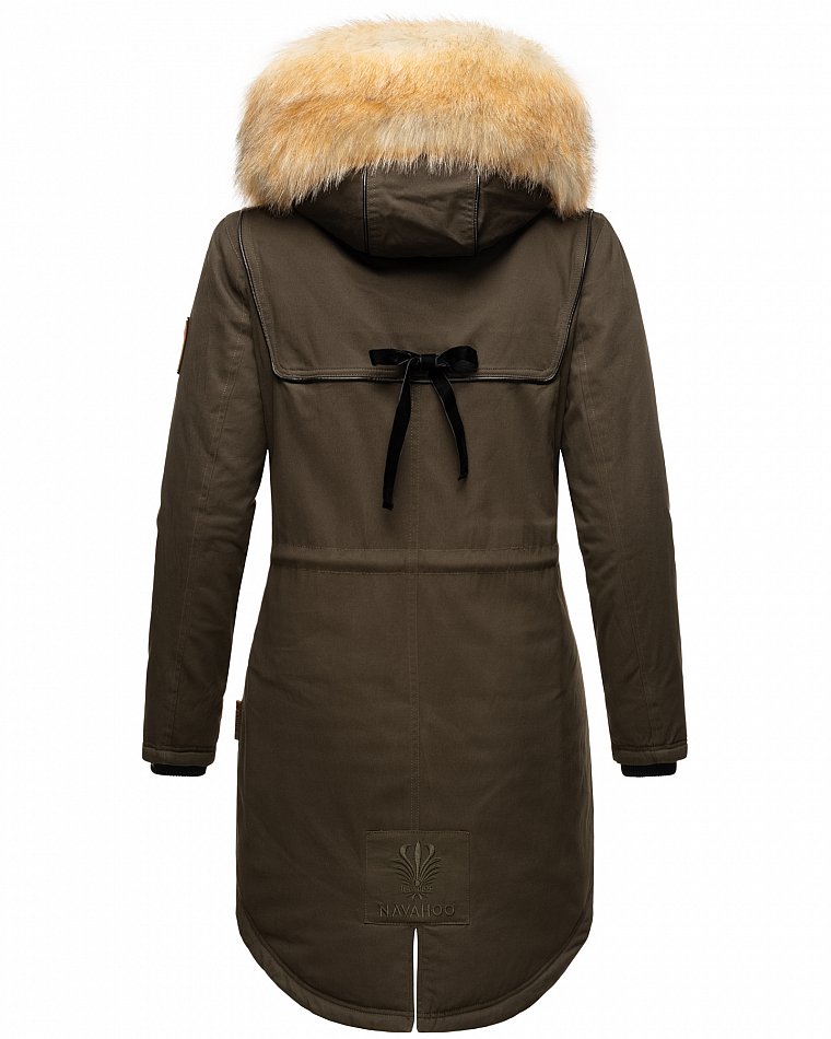 Navahoo Bombii Damen Wintermantel Parka mit Kunstfell & Kapuze Anthrazit Gr. 38- M