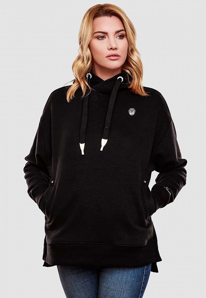 Navahoo Damen Hoodie Sweatpullover Silberengelchen Schwarz Gr. 36 - S