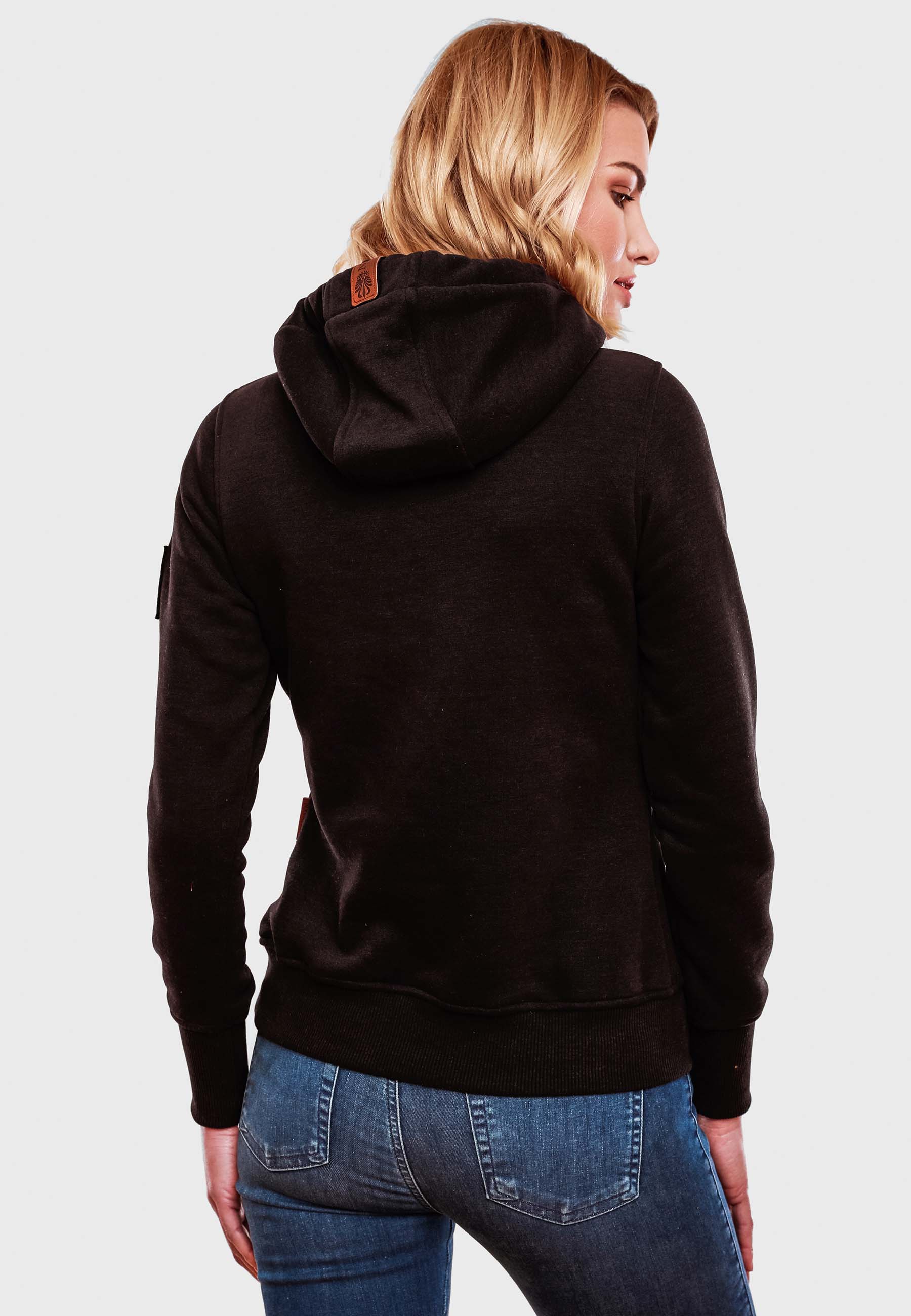 Navahoo Kapuzensweatshirt Hoodie mit Kapuze & breiten Tunnelzugkordeln Damlaa Schwarz Gr. 40 - L