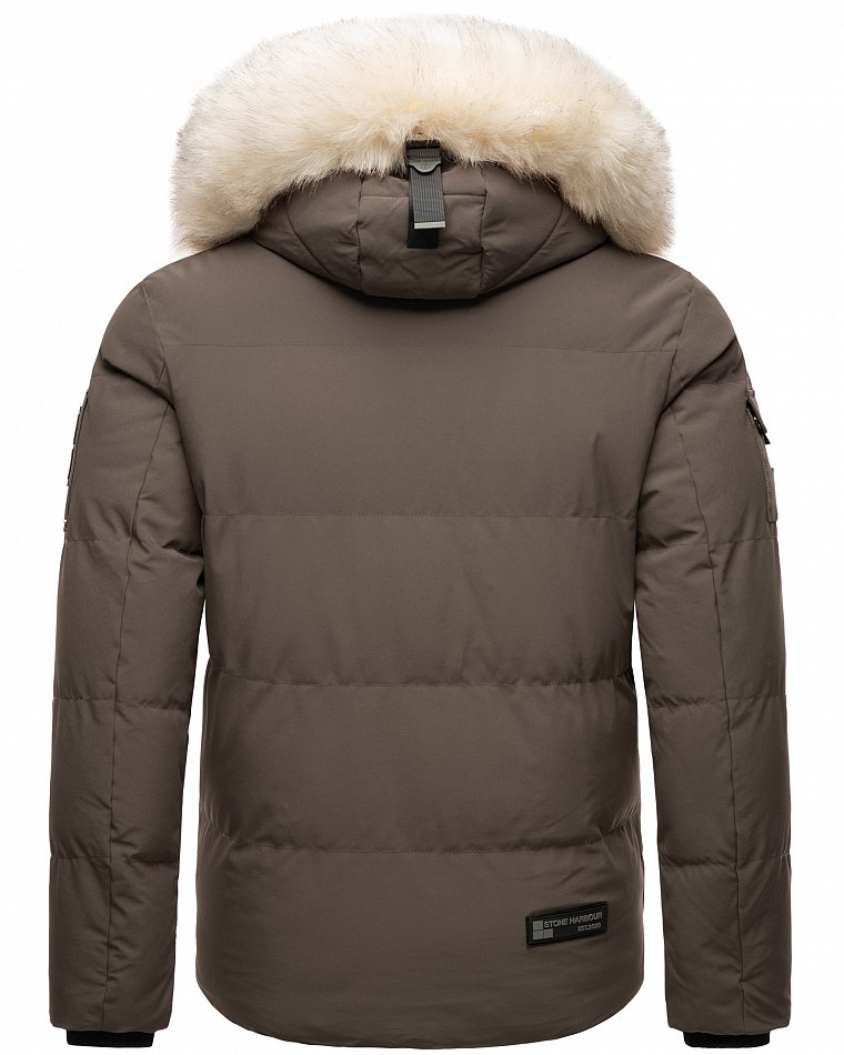 Stone Harbour Halvaar Herren Winterjacke gesteppt Anthrazit mit Weißem Kunstfell Gr. 48 - M