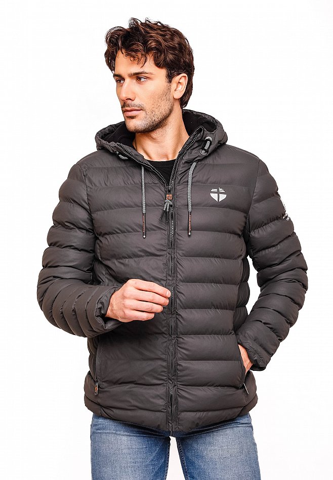 Stone Harbour Herren Winter Regen Steppjacke Zaharoo mit Kapuze Anthrazit Gr. 50 - L