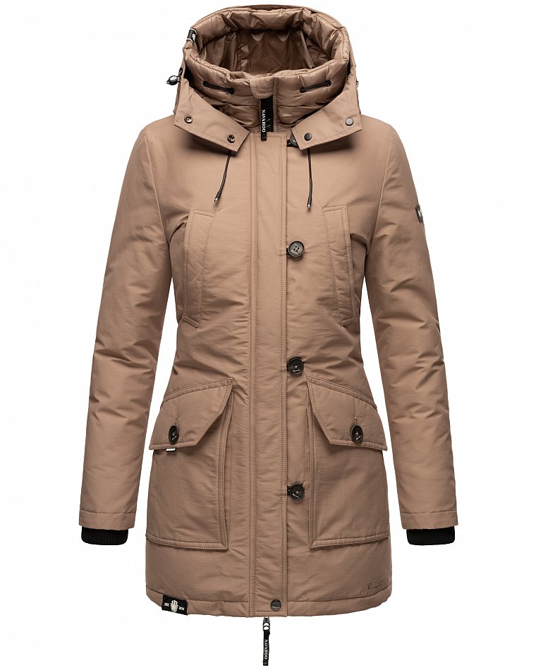 Navahoo Freezestoorm Damen Parka Winterjacke gefüttert Taupe Gr. 36 - S