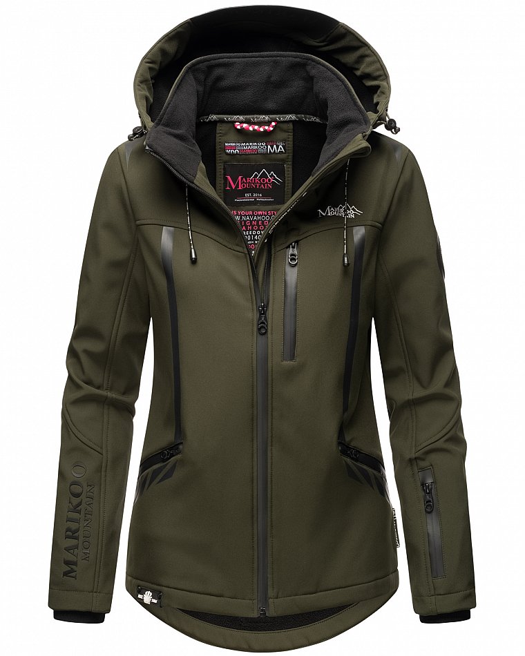 Marikoo Mountain wasserfeste Damen Softshell Regenjacke Mount-Cho-Oyu Dark Olive Gr. 36 - S