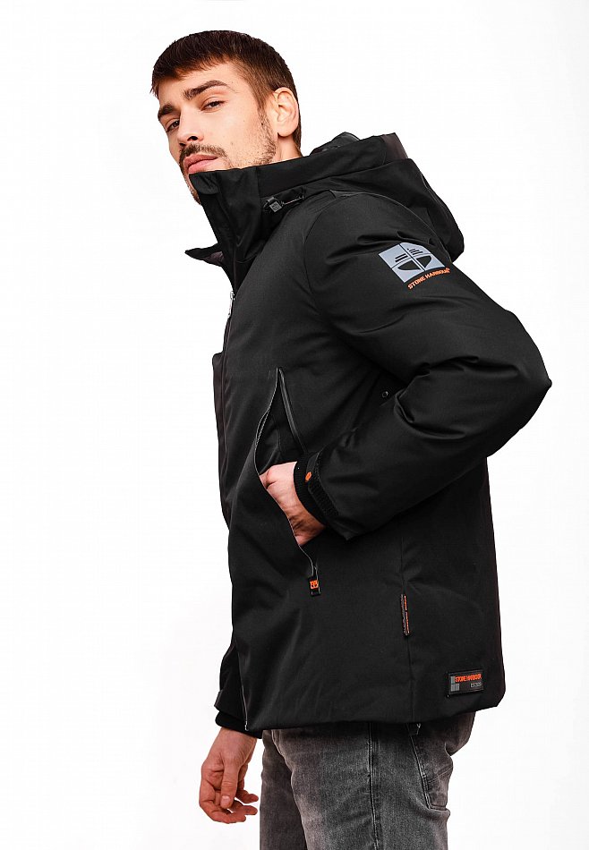 Stone Harbour Moagaa Herren wasserdichte Winterjacke Outdoorjacke mit Kapuze Schwarz Gr. 46 - S