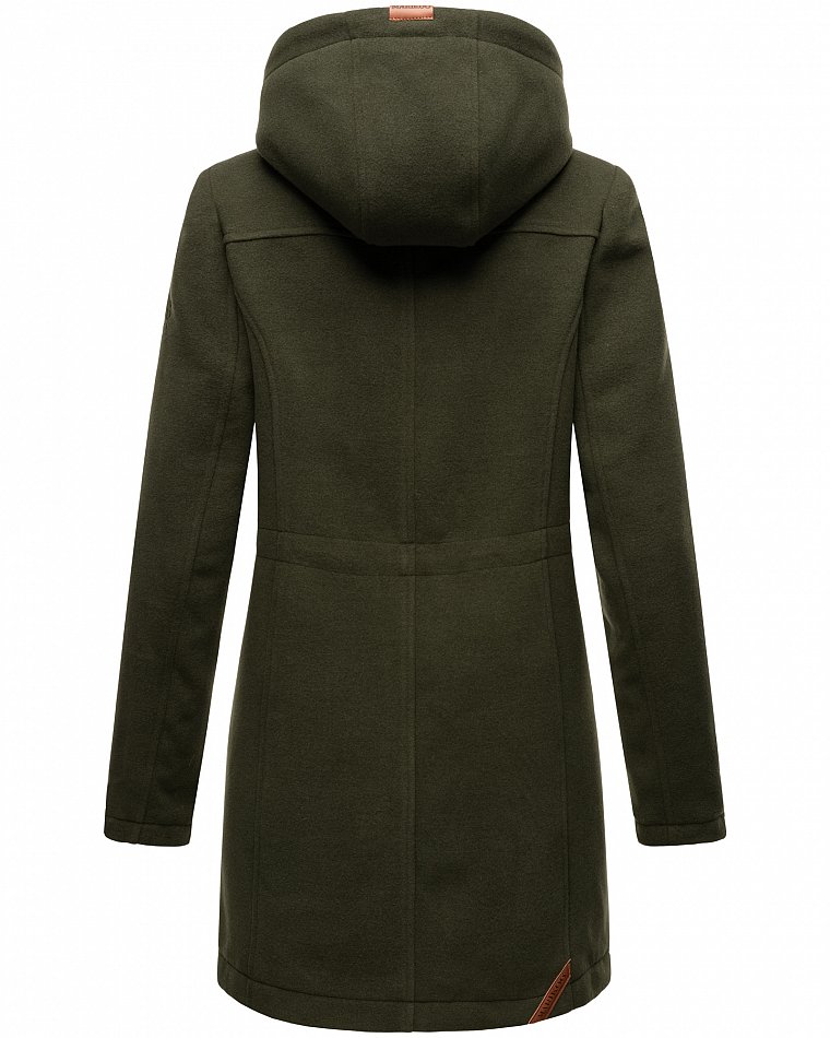 Marikoo Leilaniaa Damen Trenchcoat Winter Mantel mit Kapuze Wald Grün Gr. 34 - XS