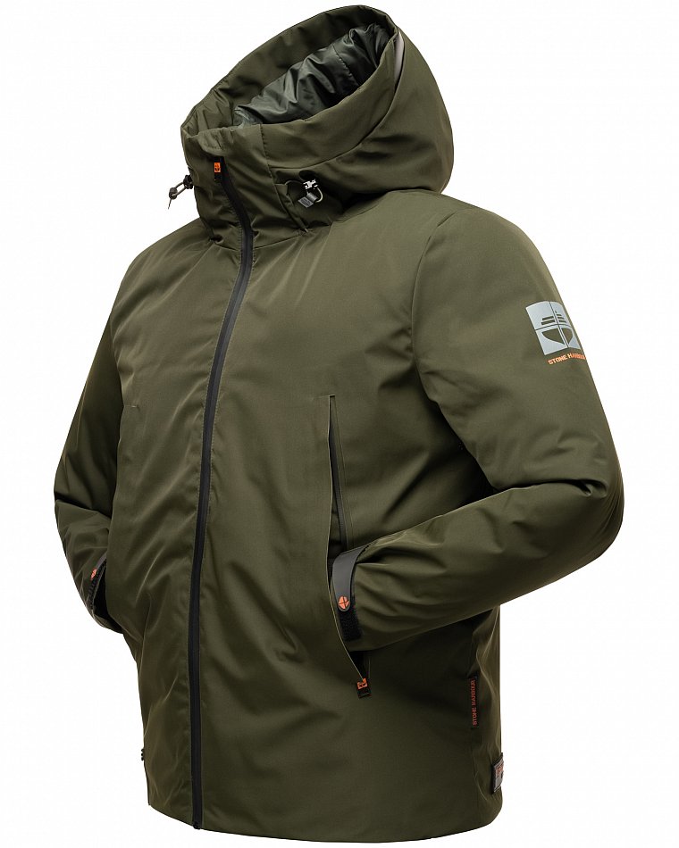 Stone Harbour Moagaa Herren wasserdichte Winterjacke Outdoorjacke mit Kapuze Olive Gr. 54 - XXL