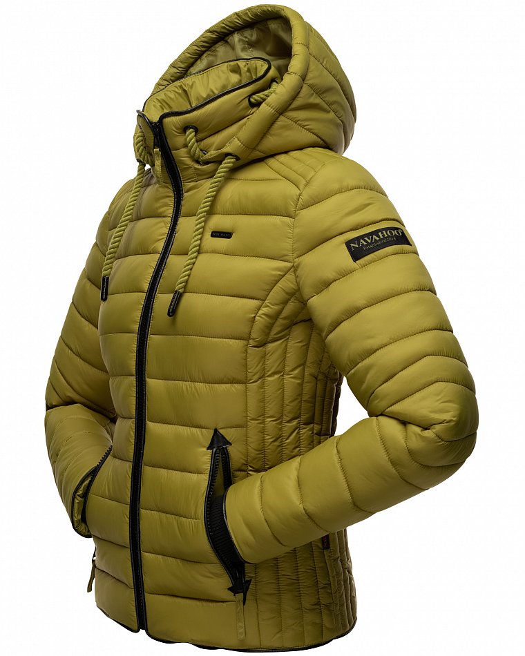 Navahoo Lulana Damen Übergangs Steppjacke mit Kapuze Moos Grün Gr. 36 - S