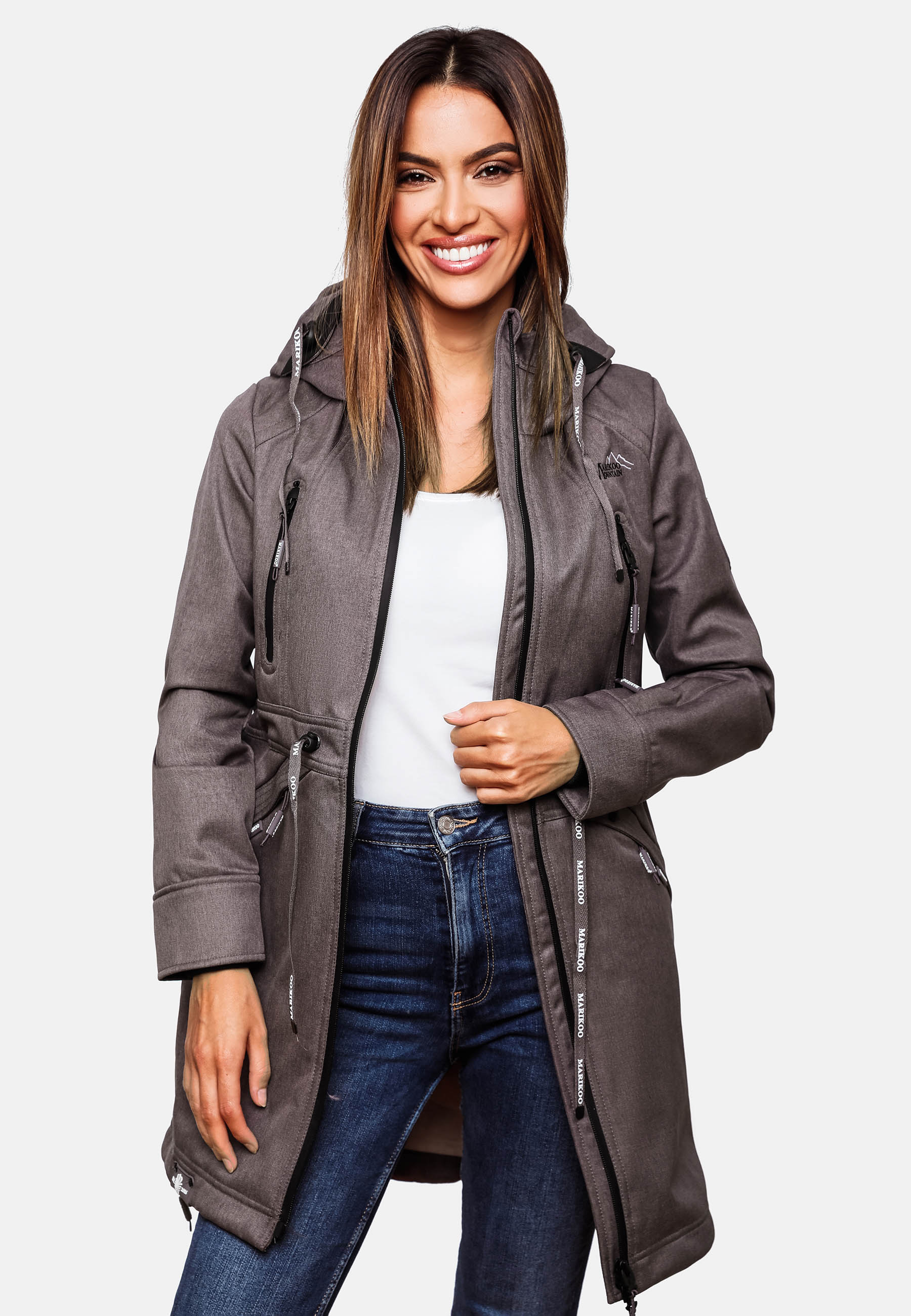 Marikoo Racquellee Damen Softshelljacke Funktionsmantel Grau Melange Gr. 38 - M