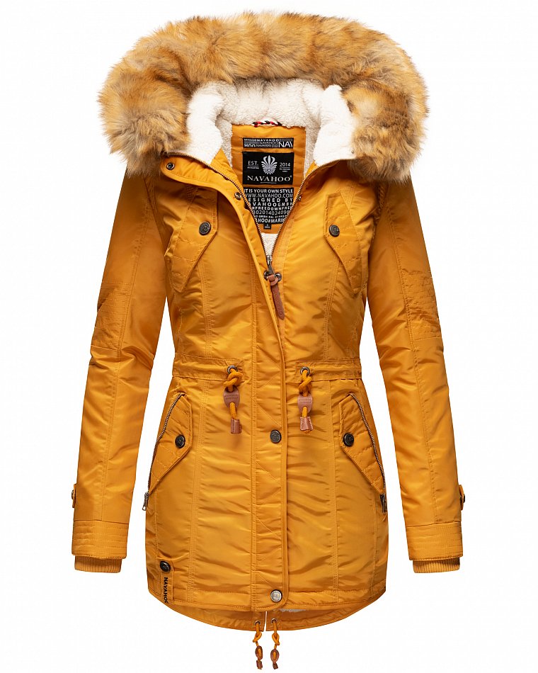 Navahoo La Viva Winterjacke Parka mit Teddyfell & Kapuze Gelb Gr. 34 - XS