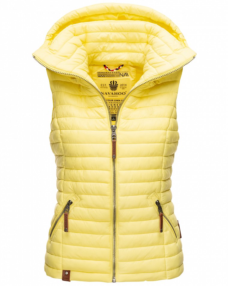 Navahoo Shadaa Damen Übergangs Weste mit abnehmbarer Kapuze Lemon Gr. 34 - XS
