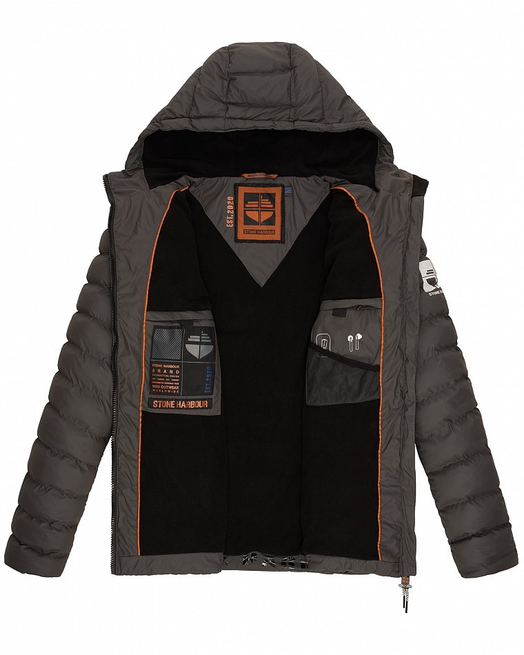 Stone Harbour Herren Winter Regen Steppjacke Zaharoo mit Kapuze Anthrazit Gr. 50 - L