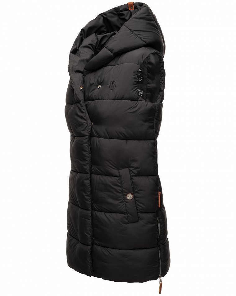 Navahoo Madilynaa Damen Winter Steppweste mit Kapuze Schwarz Gr. 36 - S
