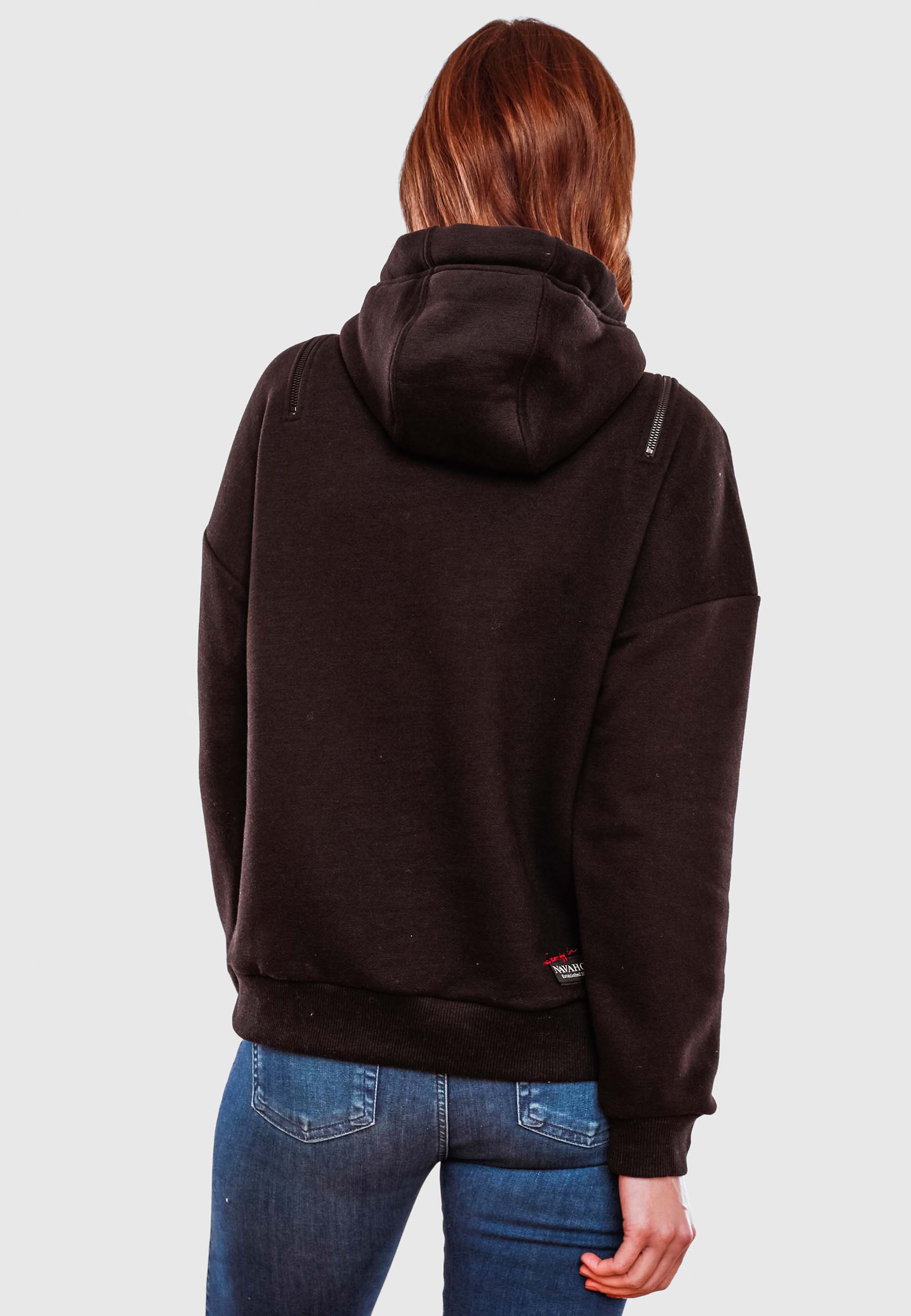 Navahoo Damen Hoodie Sweatpullover Silberengelchen Schwarz Gr. 42 - XL