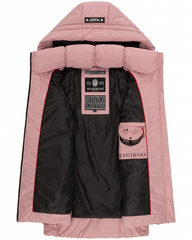 Marikoo Zarinaa Damen Übergangsweste Steppweste mit Kapuze Powder Rose 40 - L
