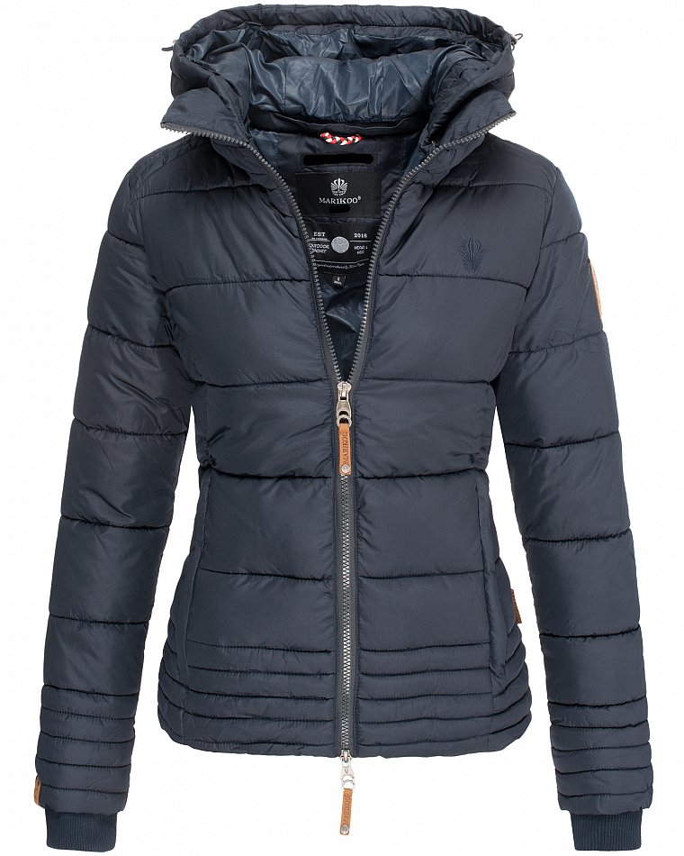 Marikoo Sole Damen Winterjacke Warm gesteppt mit Kapuze Navy Gr. 36 - S