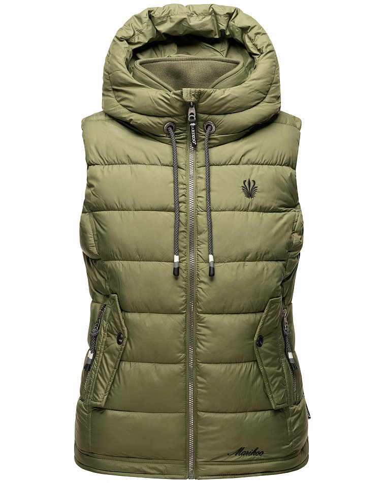 Marikoo Taisaa Damen Übergangs Weste mit Stehkragen Olive Gr. 38 - M 