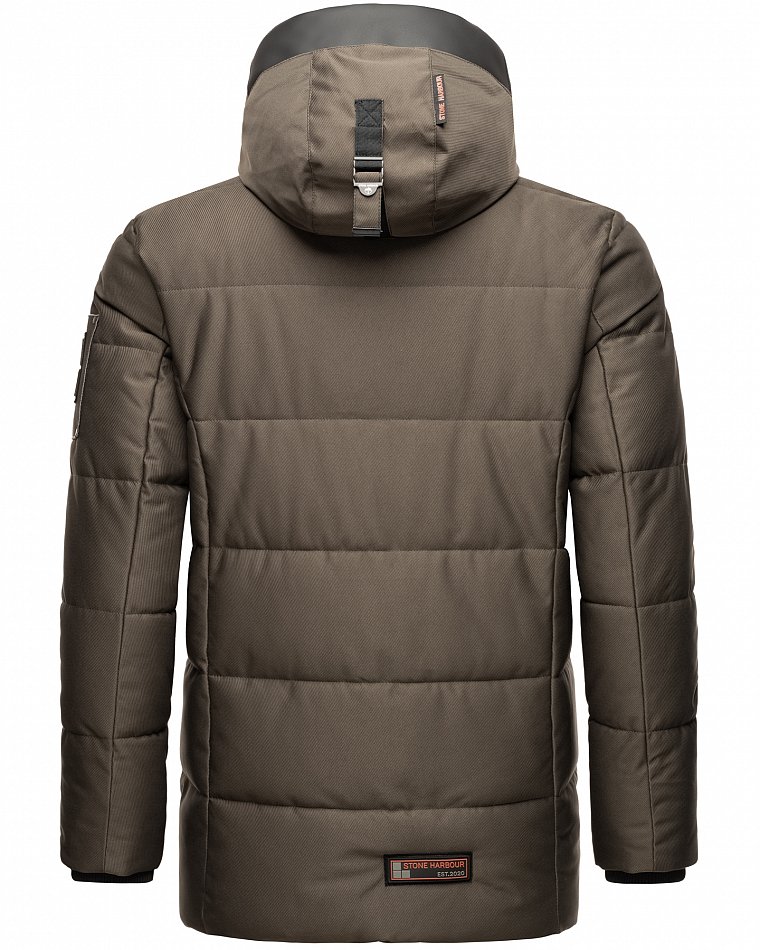 Stone Harbour Mitjaa Herren Wintermantel Parka mit Doppel Kapuze Anthrazit Gr. 52 - XL