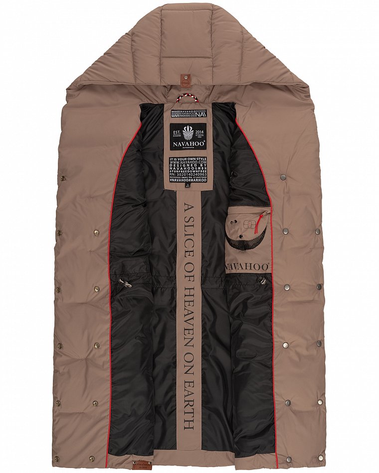 Navahoo Madilynaa Damen Winter Steppweste mit Kapuze Taupe Gr. 38 - M