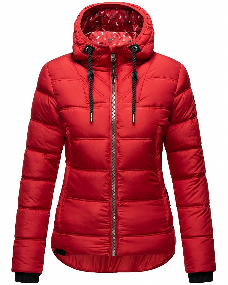 Navahoo Renesmee Winterjacke Stepp Jacke mit Kapuze Rot Gr. 36 - S