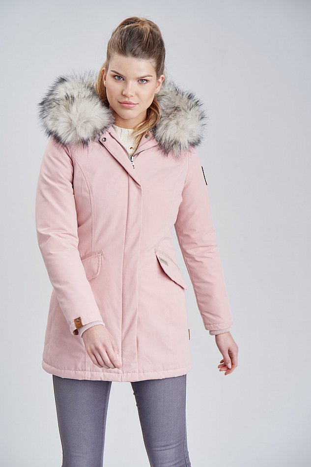 Navahoo Cristal Winterjacke Winterparka mit Kapuze & Kunstfell Rosa Gr. 40 - L