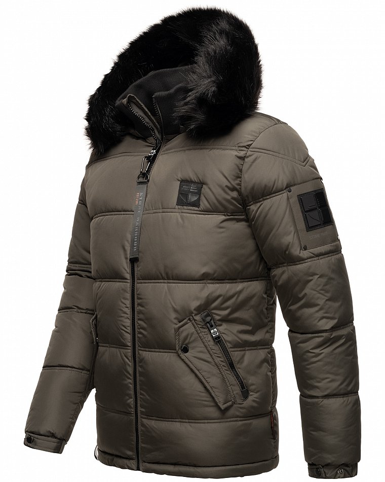 Stone Harbour Zarlaan Herren Parka Winterjacke mit Kapuze & Kunstfell Anthrazit Gr. 48 - M