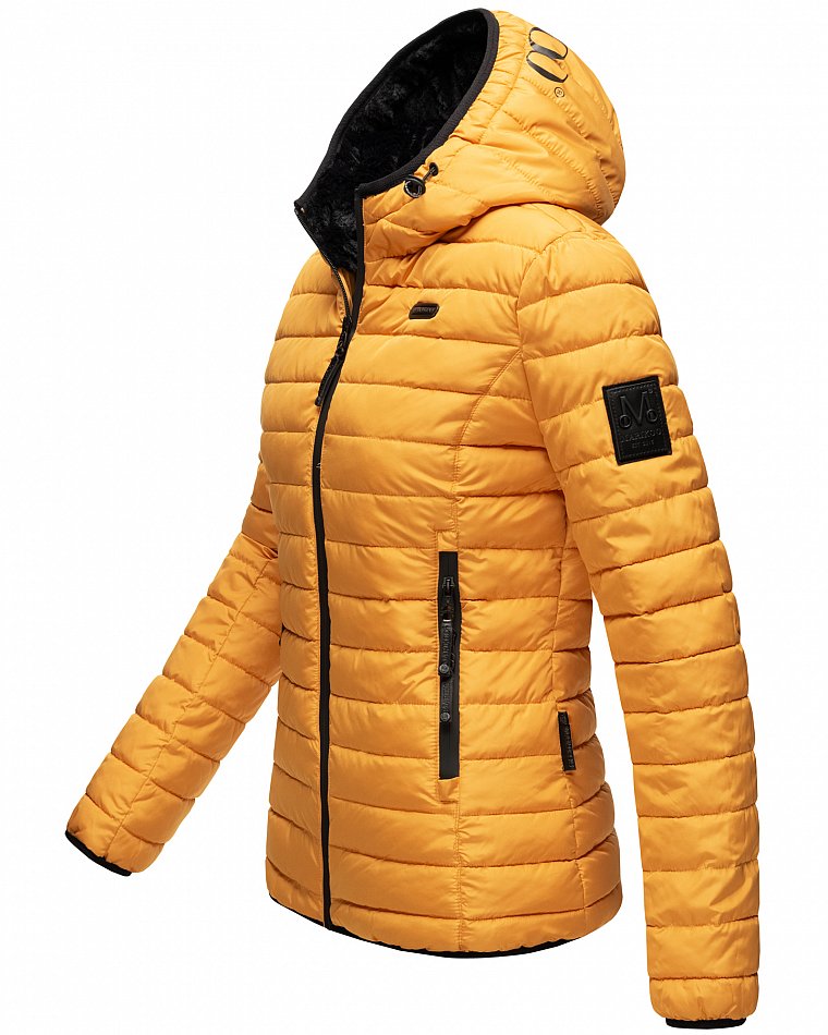 Marikoo Damen Winterjacke Outdoorjacke Steppjacke mit Kapuze Jaylaa Gelb Gr. 36 - S  