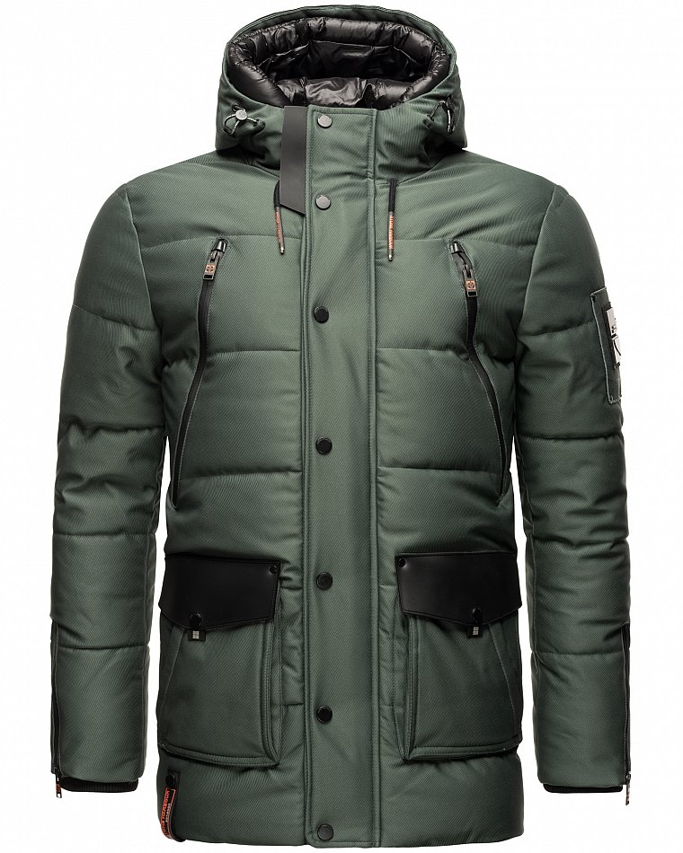 Stone Harbour Mitjaa Herren Wintermantel Parka mit Doppel Kapuze Stone Green Gr. 48 - M