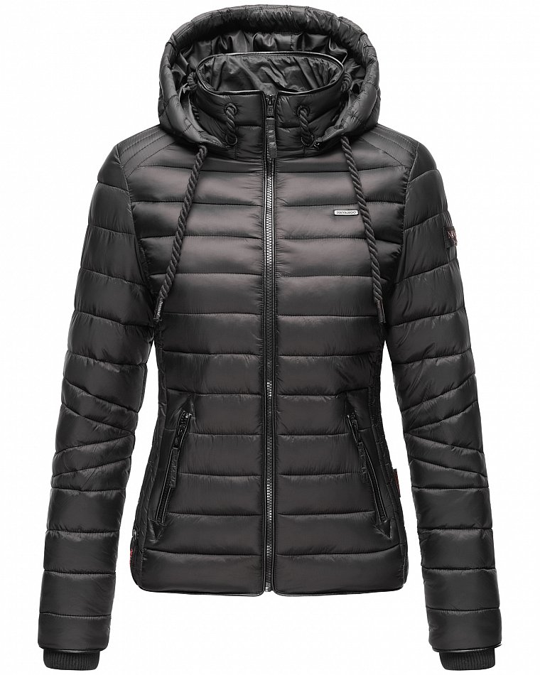 Navahoo Lulana Damen Übergangs Steppjacke mit Kapuze Schwarz Gr. 40 - L