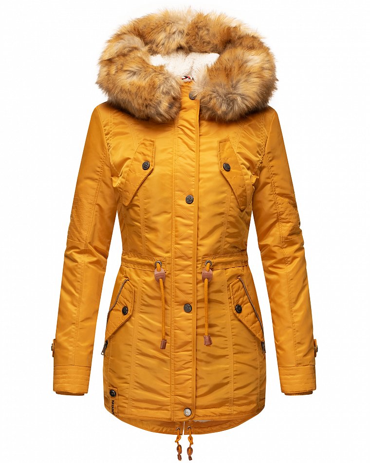 Navahoo La Viva Winterjacke Parka mit Teddyfell & Kapuze Gelb Gr. 34 - XS