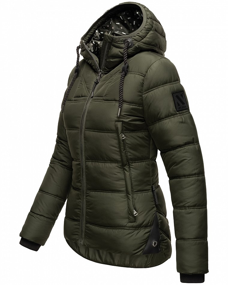 Navahoo Renesmee Winterjacke Stepp Jacke mit Kapuze Olive Gr. 42 - XL