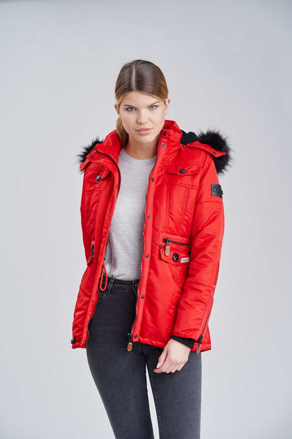 Navahoo Schätzchen Damen Winter Jacke Steppmantel mit Teddyfell Rot Gr. 34 - XS
