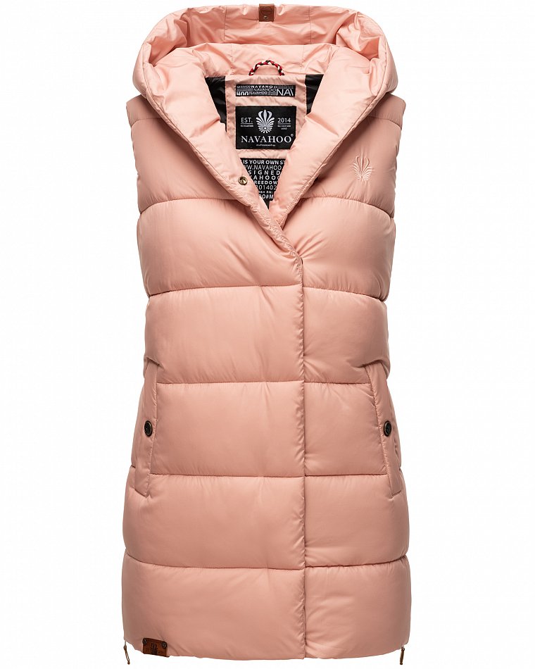 Navahoo Madilynaa Damen Winter Steppweste mit Kapuze Rosa Gr. 40 - L