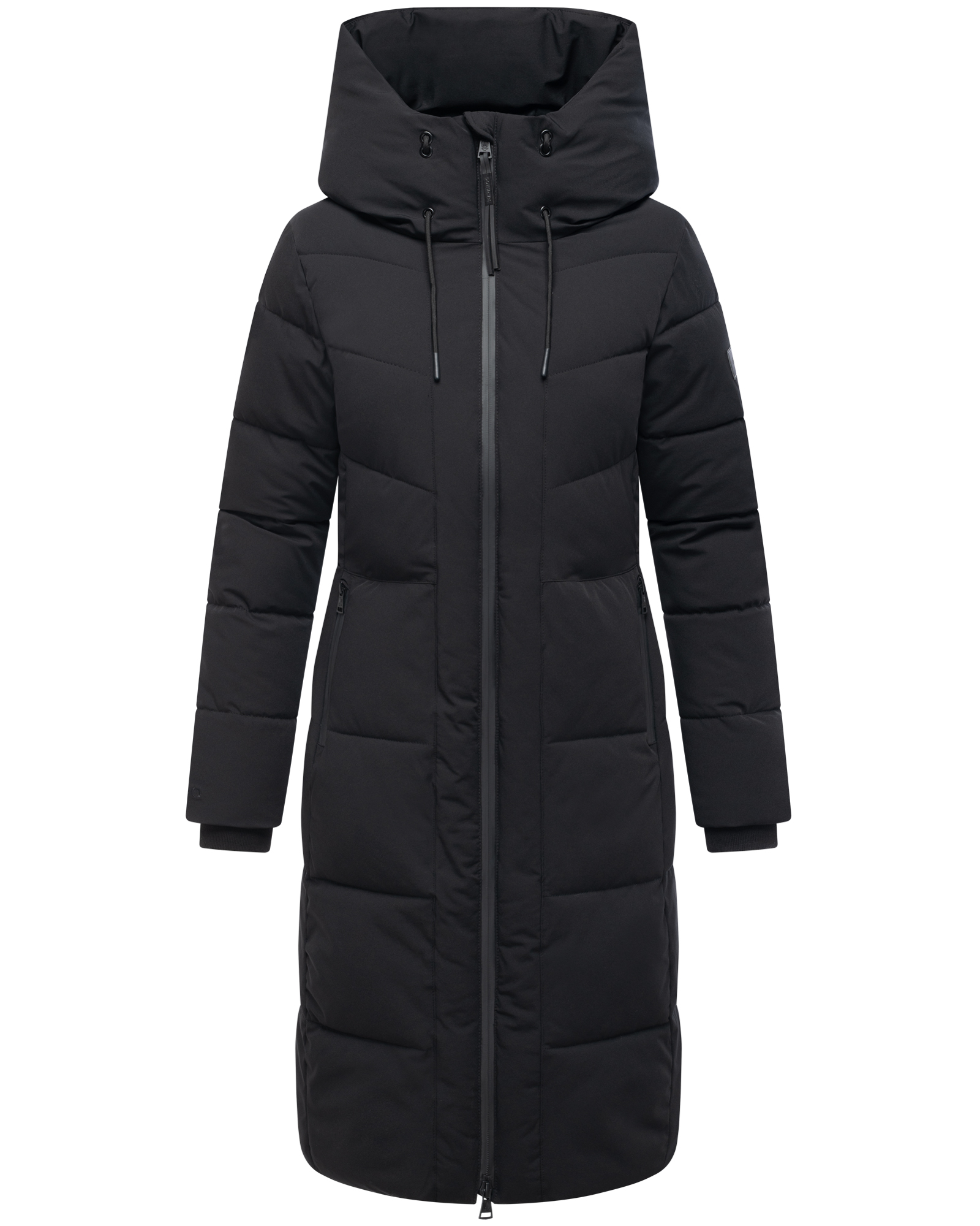  Navahoo Damen Steppmantel Lang Wintermantel gefüttert Parka Kapuze Schokokuss Schwarz 46 - XXXL