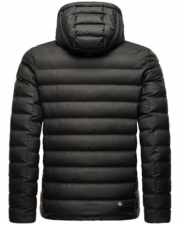 Stone Harbour Herren Winter Regen Steppjacke Zaharoo mit Kapuze Schwarz Gr. 46 - S