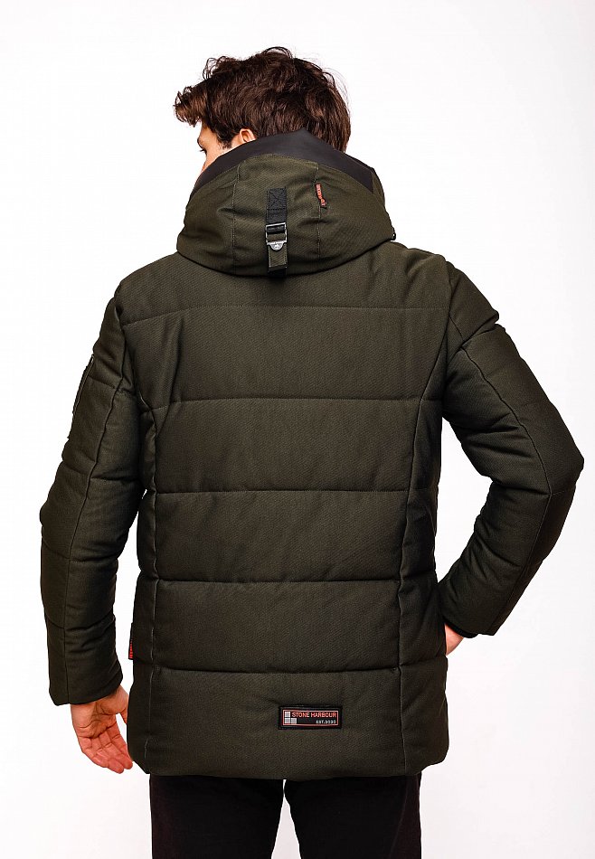 Stone Harbour Mitjaa Herren Wintermantel Parka mit Doppel Kapuze Olive Gr. 48 - M