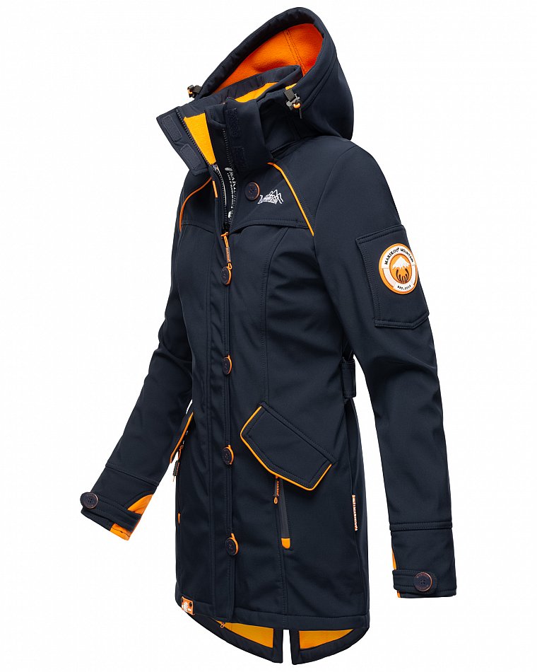 Marikoo Elegante Damen Übergangs Softshell Jacke mit Kapuze Soulinaa Navy Gr. 38 - M