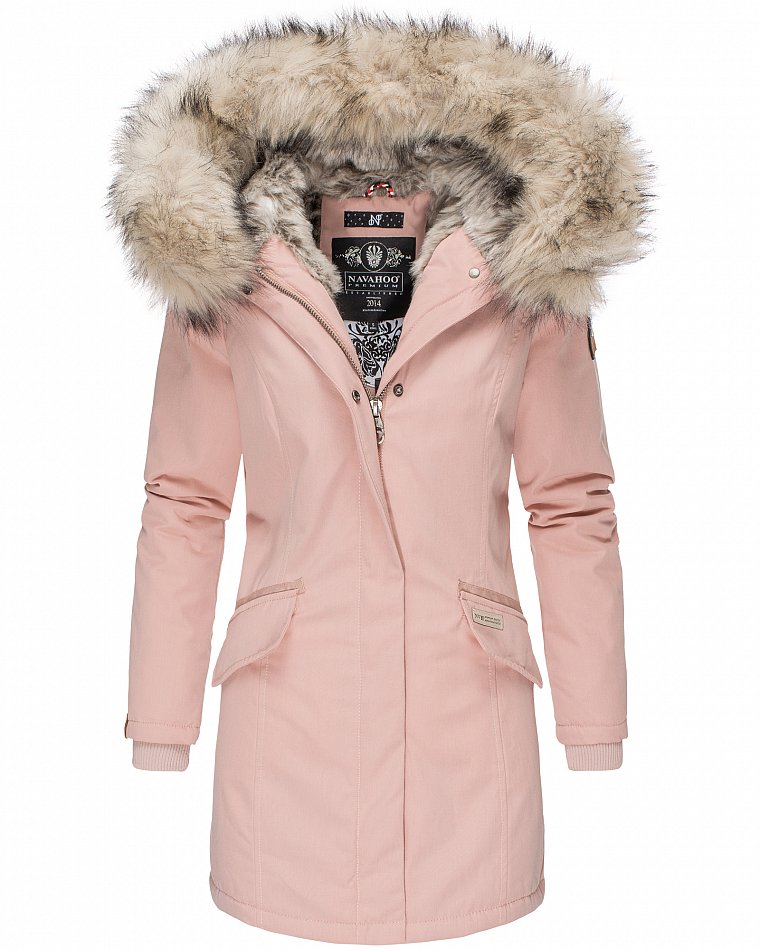 Navahoo Cristal Winterjacke Winterparka mit Kapuze & Kunstfell Rosa Gr. 38 - M