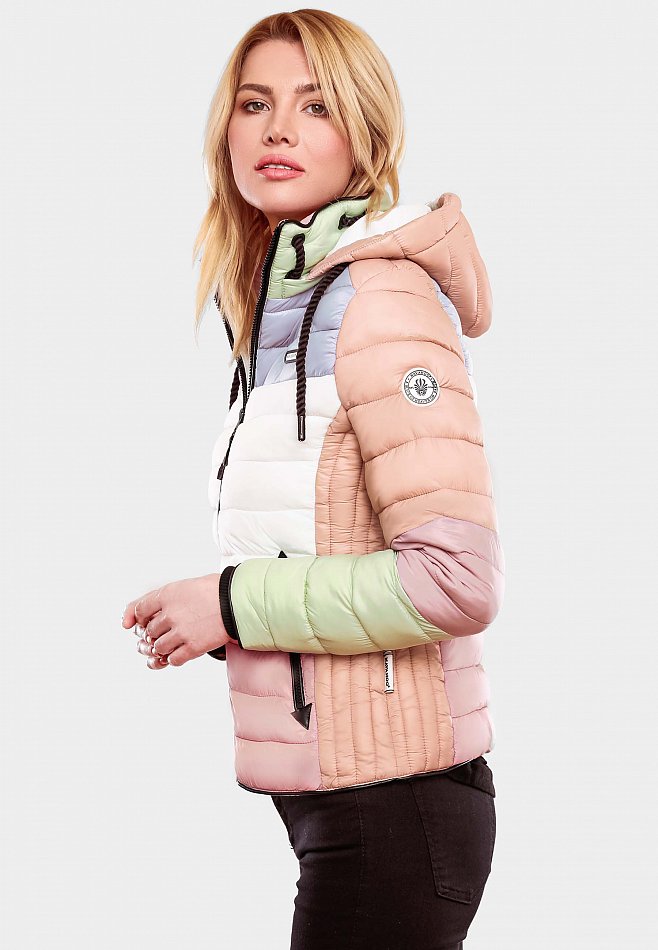 Navahoo Damen Color Blocking Steppjacke Lulana Multikulti Pastel Gr. 38 - M