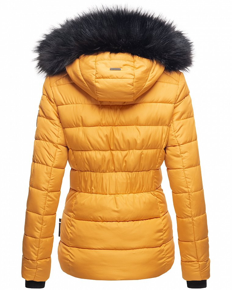 Navahoo Zuckerbiene Damen gefütterte Winter Steppjacke mit Kapuze Gelb Gr. 42 - XL