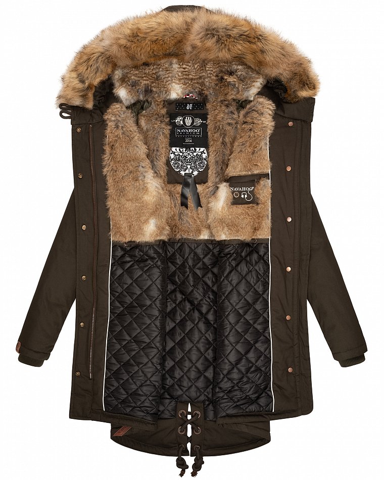 Navahoo Rosinchen Damen Winterjacke Parka Gefüttert Anthrazit Gr. 34 - XS