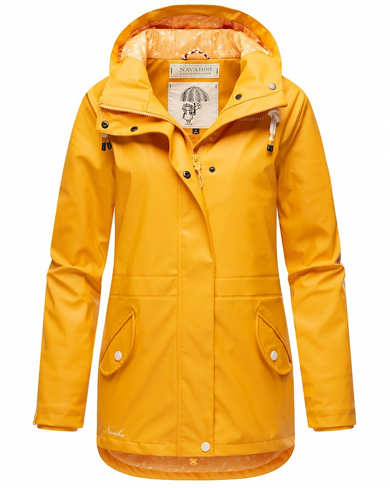 Navahoo Wasserfeste Damen Regenjacke mit Kapuze und Teddyfell Futter Oceans Heart Amber Yellow Gr. 36 - S