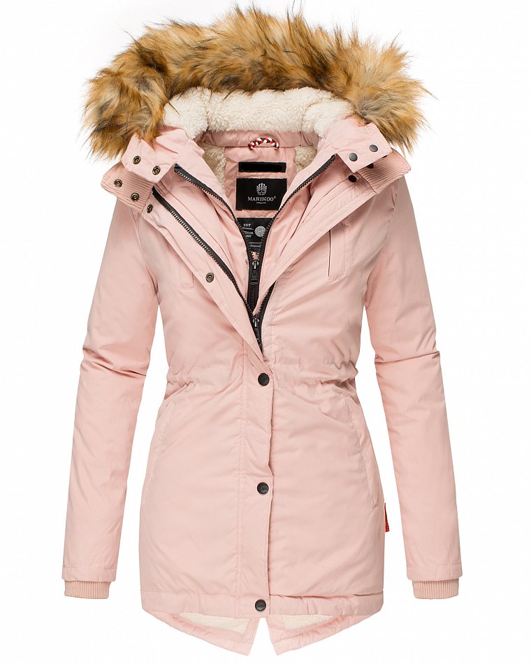 Marikoo Akira Damen Winter Jacke Parka Gefüttert mit Kapuze Rose Gr. 34 - XS