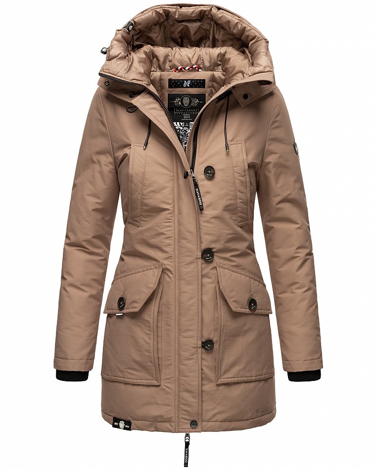 Navahoo Freezestoorm Damen Parka Winterjacke gefüttert Taupe Gr. 36 - S