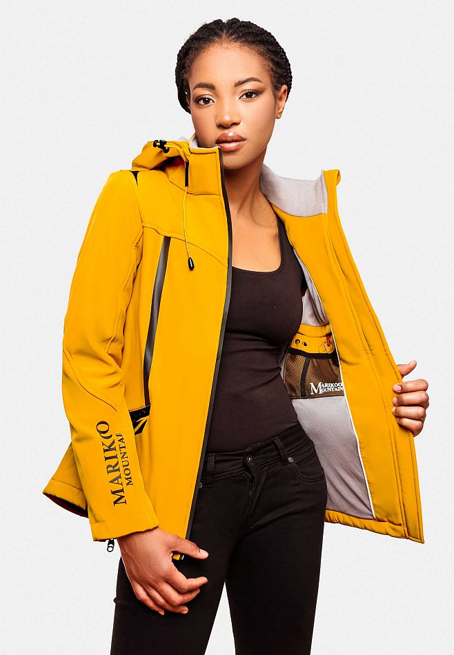 Marikoo Mountain wasserfeste Damen Softshell Regenjacke Mount-Cho-Oyu Amber Yellow Gr. 38 - M