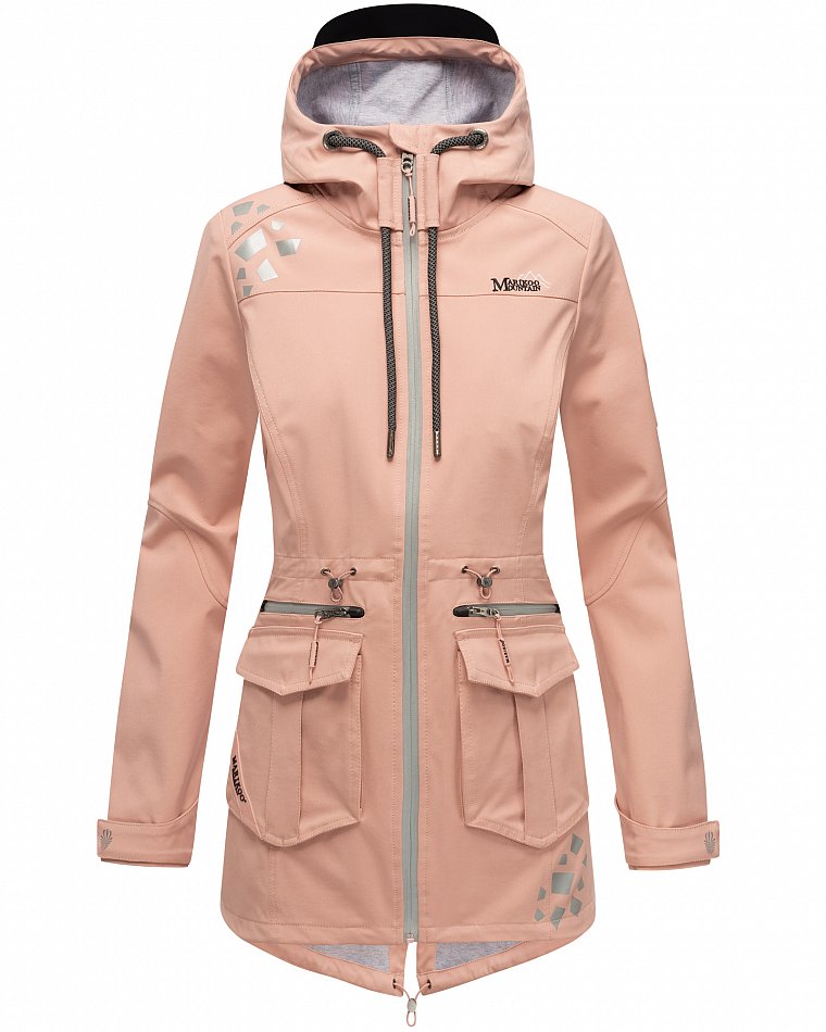 Marikoo Wasserfeste Damen Softshell Übergangsjacke mit Kapuze und Reflektoren Ulissaa Rosa Gr. 36 - S