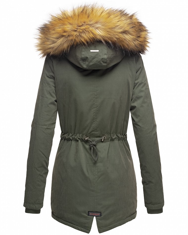 Marikoo Akira Damen Winter Jacke Parka Gefüttert mit Kapuze Olive Gr. 40 - L