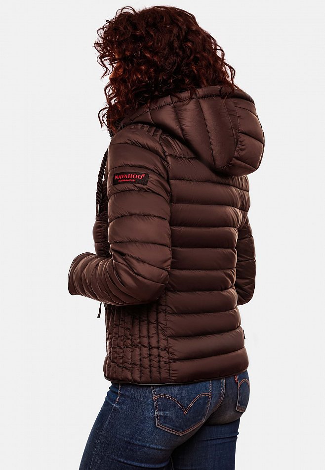 Navahoo Lulana Damen Übergangs Steppjacke mit Kapuze Schoko Gr. 34 - XS