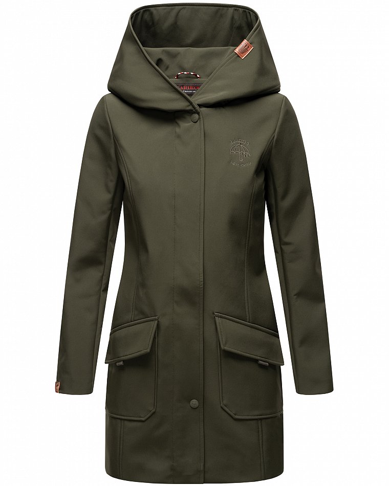 Marikoo Mayleen Damen Softshell Jacke mit Kapuze Olive Gr. 40 - L